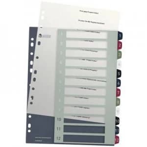 Leitz 1238 Style Index A4 1-12 Polypropylene Multicolour 12 dividers Extra wide, Printable 1238-00-00