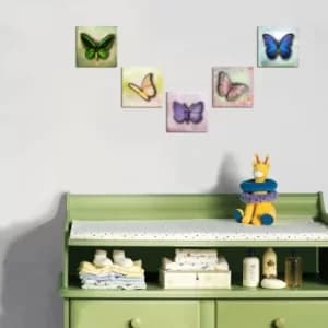 MTB033 Green Purple Lilac Pink Yellow Decorative MDF Painting (5 Pieces)