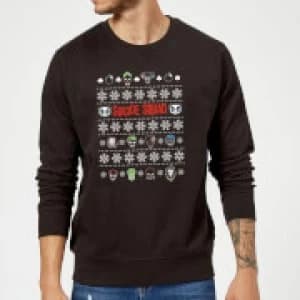 DC Comics Suicide Squad Harley Joker Panda Faces Black Christmas Sweatshirt - L - Black