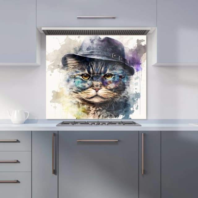 Warren Reed - Designer Selkirk Rex Cat Splashart Kitchen Splashback Size: 600mm x 750mm Multicolor Unisex 600mm x 750mm