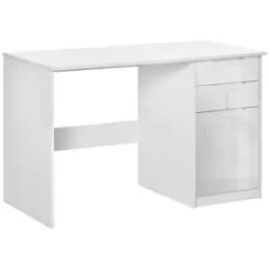 Homcom High Gloss Home Office Computer Desk With Drawers White