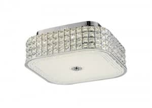 Square Flush Ceiling 30W 1450lm LED 4000K Polished Chrome, Crystal