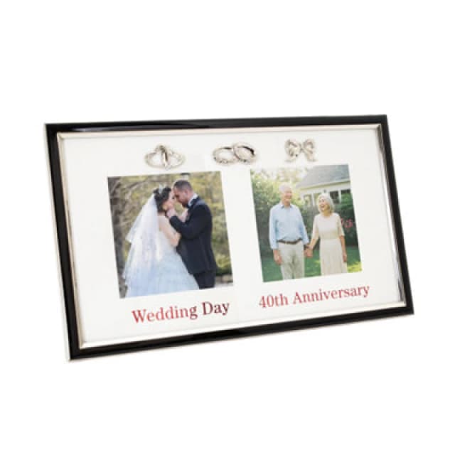 Happy Homewares 40Th Anniversary & Wedding Frame With Silver & Black Icons