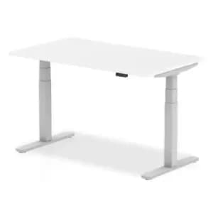 Air 1400 x 800mm Height Adjustable Desk White Top Silver Leg