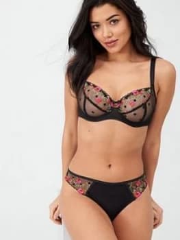 Freya Awakening Floral Plunge Bra - Black