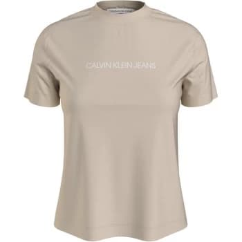 Calvin Klein Jeans Shrunken Institutional T Shirt - MUSLIN ACJ