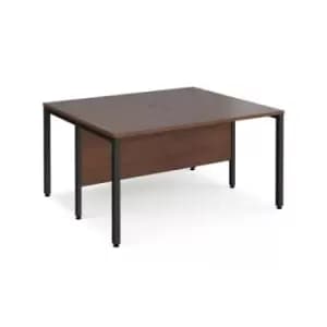 Office Desk 2 Person Rectangular Desk 1400mm Walnut Tops With Black Frames 1200mm Depth Maestro 25