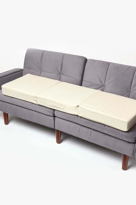 Homescapes Cotton Orthopaedic Foam 3 Seater Booster Cushion Cream