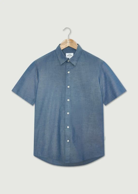 Peter Werth Mens Scrutton SS Shirt in Indigo Size: Large Indigo Male L