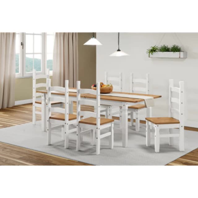 Mercers Furniture Corona White Large Extending Table & 6 Chairs