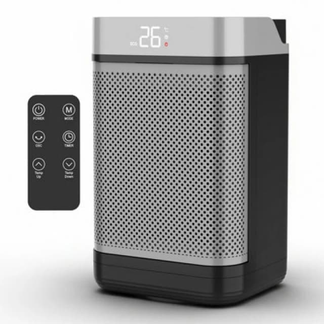 Air Pro 10" Portable Electric Space Heater - LED Display - 12H Timer - Remote in Grey Grey Unisex