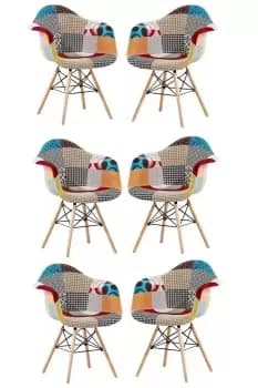 Moda Patchwork Eiffel Armchair, Set of 6 Dining Chairs