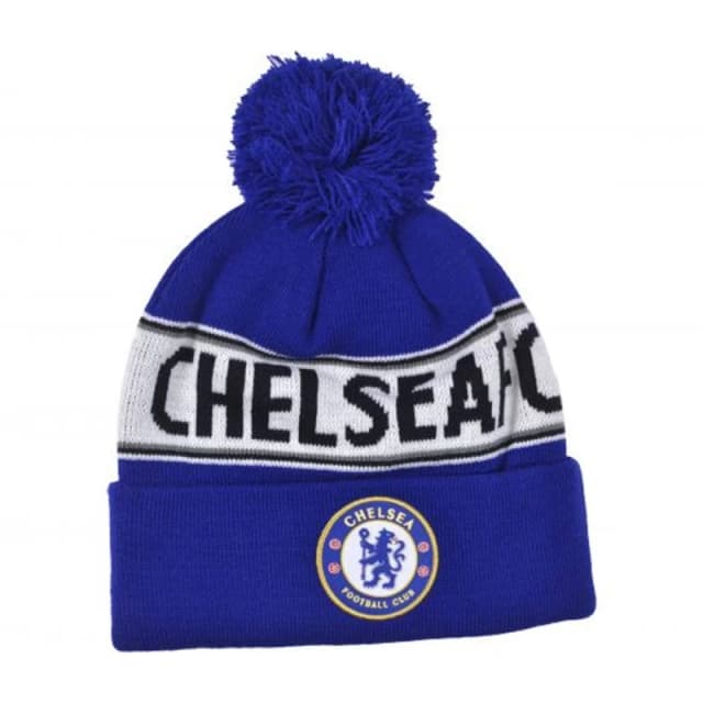 Chelsea FC Mens Text Knitted Bobble Hat in Royal Royal Male One Size
