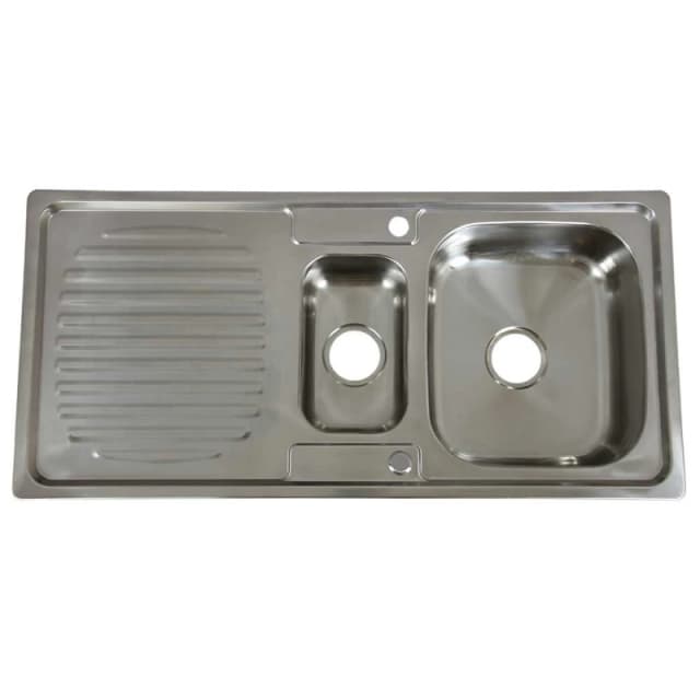 KUKOO KuKoo Stainless Steel Kitchen Sink Basin, Reversible 1.5 Bowl, 5060225630098