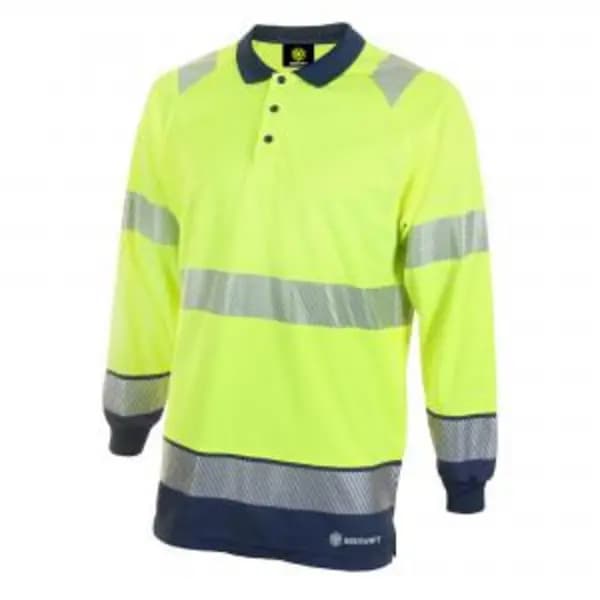 Beeswift High Visibility Two Tone Polo Shirt Long Sleeve Saturn BESWHVTT015SYNM
