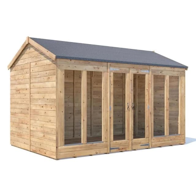 Dunster House Summerhouse 3.6M X 2.4M (12' X 8') Reverse Apex Roof, Fully Pressure Treated, Ragepanda Modular
