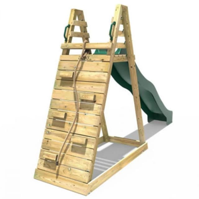 Rebo Wooden 10ft Freestanding Garden Slide - Adventure Pack Green Green
