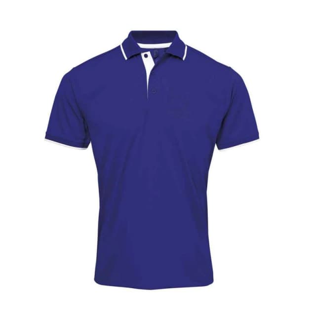 Premier Premier Men Coolchecker Contrast Pique Polo Shirt in Mid Blue Size: Small Mid Blue S Male 5063470758562