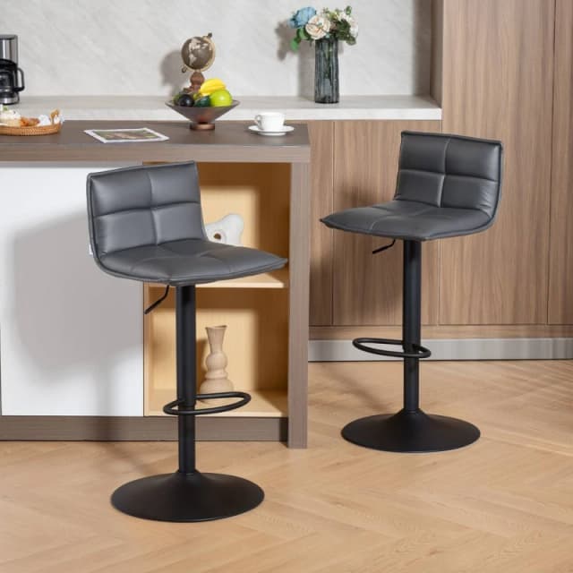 HOMCOM Bar Stools Set of 2 Swivel Height Adjustable Barstools in Dark Grey Dark Grey Unisex