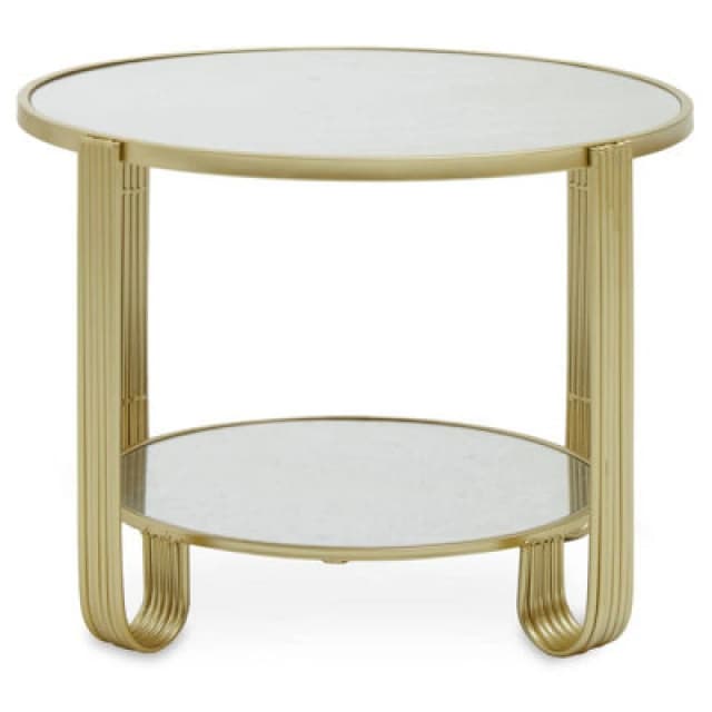Orsina Modern Design Round Mirrored Top Gold Frame Table, Versatile Bedside Table, Easily Maintained Small Table