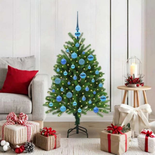 vidaXL Christmas Tree with 150 LEDs with Stand, Blue Balls Green 120cm PE, Green 3396316