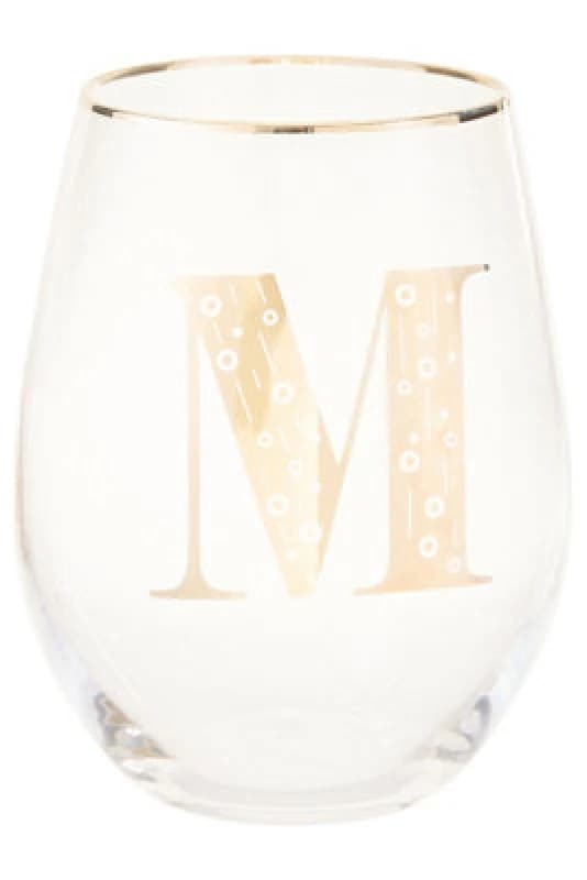 Premier Housewares Claro Letter M Stemless Wine Glass Clear