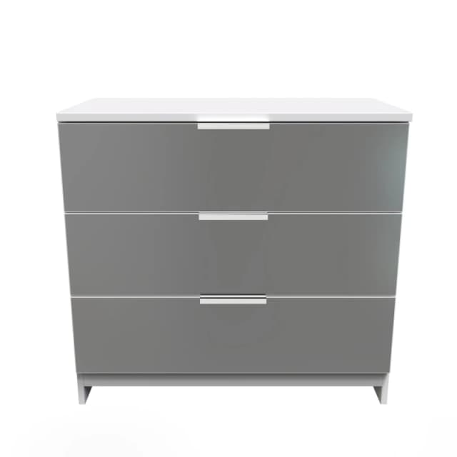 Poole 3 Drawer Chest In Black & White (Ready Assembled)