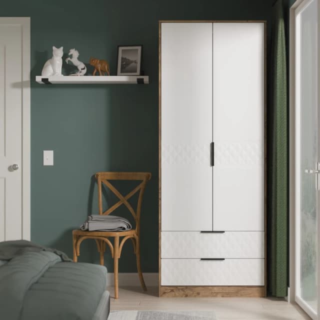 Ready Assembled 2 U Islay 2 Door 2 Drawer Wardrobe (Ready Assembled) in White White Unisex