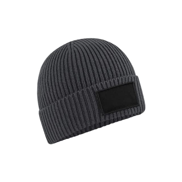 Beechfield Beechfield Men Fashion Woven Patch Beanie in Grey Grey One Size Male 5063238248069