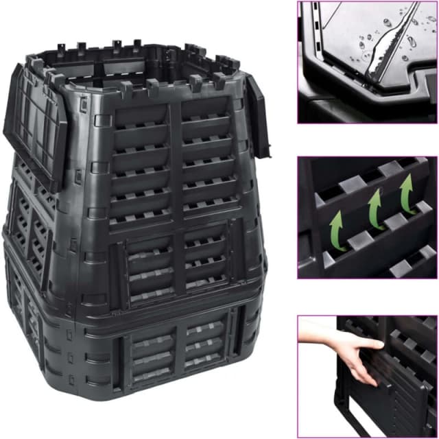 VIDAXL Garden Composter Black 93.3x93.3x113cm 740 l Vidaxl 8719883869025