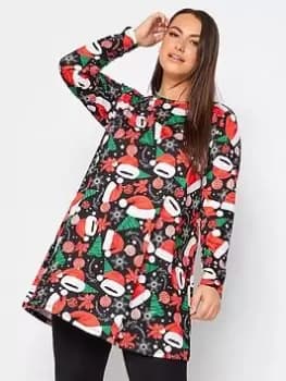 Yours Novelty Mrs Clause Long Sleeve - Black, Size 16, Women