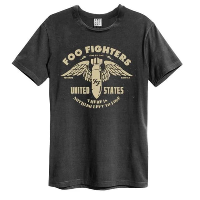 Amplified Amplified Men One By One Foo Fighters T-Shirt in Charcoal Size: Small Charcoal S Male 5063470090310