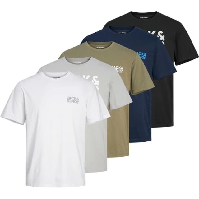 Jack and Jones 5-Pack Short Sleeve T-Shirt Mens - Multi Multi S