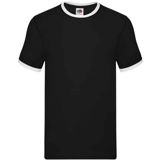 Fruit Of The Loom Fruit of the Loom Men Ringer Contrast T-Shirt in Black Size: Small Black S Male 5063470809950