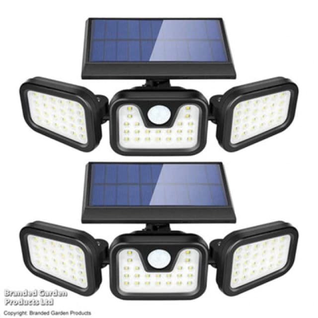 Garden Gear Solar-Powered Motion Sensor Security Light 74 Leds Remote Control And Weatherproof Ip65 Design (X2)