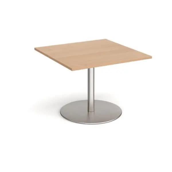 Eternal Eternal square extension table 1000mm x 1000mm - brushed steel base, beech top Beech ETN10-BS-B
