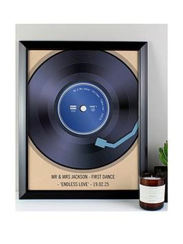 Personalised Retro Vinyl Framed Print Black