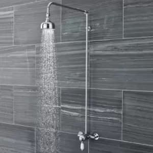 Edwardian Round Manual Exposed Shower Valve with Rigid Riser Kit - Chrome - Nuie
