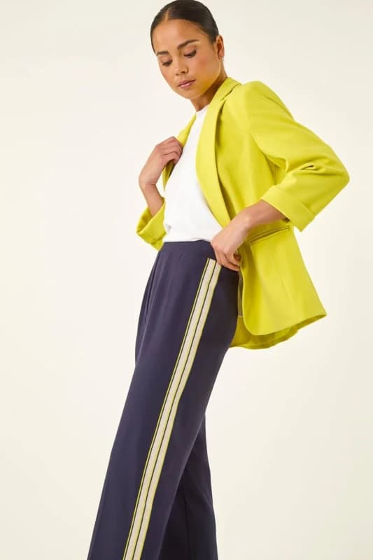 Roman Petite Side Stripe Stretch Trouser, Blue, Size 14, Women Blue WYA4B Female 14