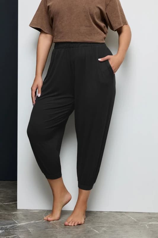 Yours Womens Harem Joggers in Black Size: 26-28 Black Female 26-28