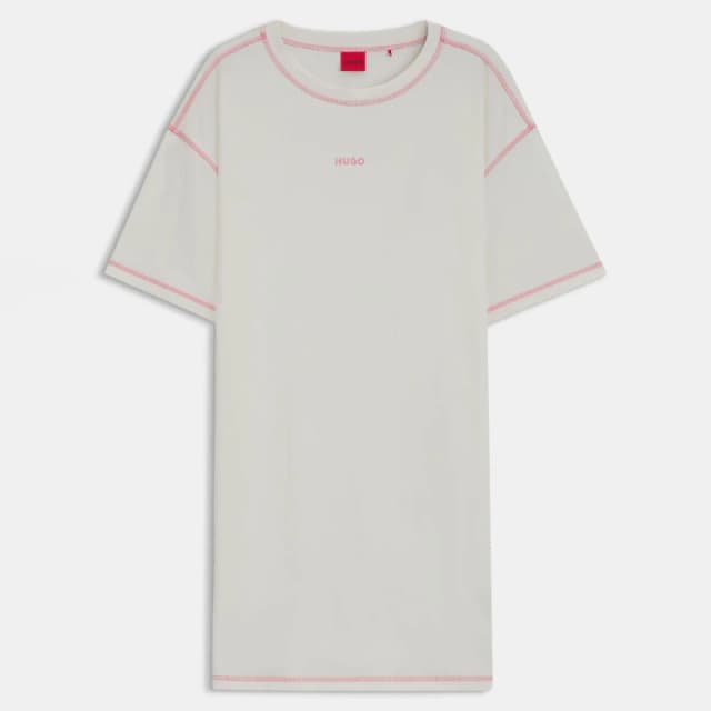 Hugo Stretch Cotton Night Dress with Contrast Logo Natural female M