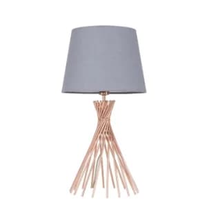 Gosforth Copper Table Lamp with Grey Aspen Shade