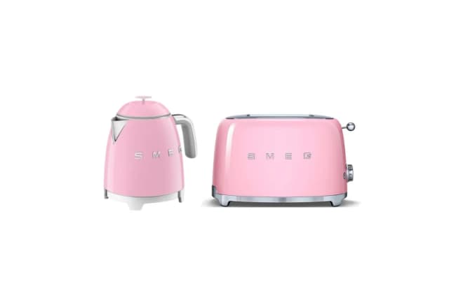 Smeg Mini Kettle & Toaster Set, 2 Slice, 950W, Pink, KLF05PKUK/TSF01PKUK in Pink Pink Unisex