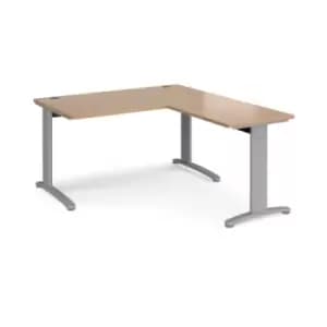 Office Desk Rectangular Desk 1400mm With Return Beech Tops With Silver Frames TR10