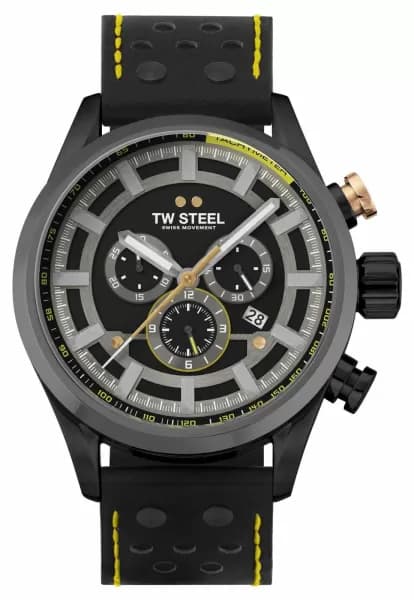 TW Steel SVS207 Volante Fast Lane Black Leather Strap Watch