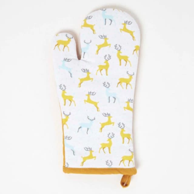 Homescapes Majestic Stag Grey Christmas Oven Glove Grey unisex