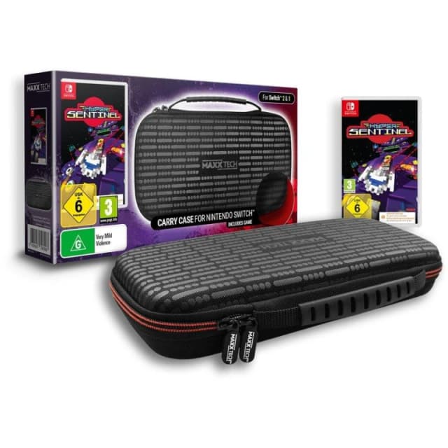 Maxx Tech Premium Carry Case & Hyper Sentinel Downloadable Game Bundle for Nintendo Switch