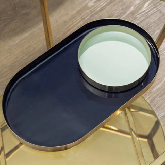 Orsina Elva Set Of Two Navy And Gold Trays