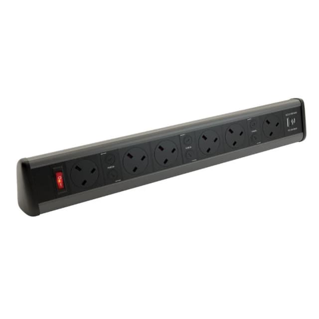 POWERDATA P-PACK DESK BLACK 6X POWER - USB A & C - MS
