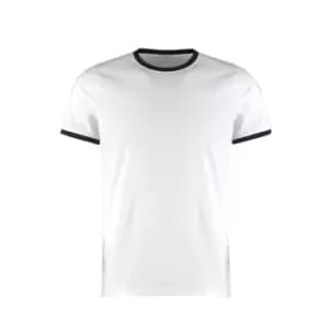 Kustom Kit Mens Fashion Fit Ringer T-Shirt (M) (White/Black)